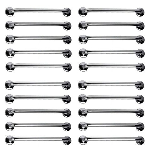 Barra de Apoio 40cm Aço Inox Kit 20 Unidades Idoso Acessibilidade Cadeirante Deficiente Banheiro Box