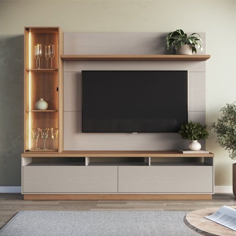 Estante Home para Tv 65 Polegadas com Led 3200 Cristaleira 200x183cm