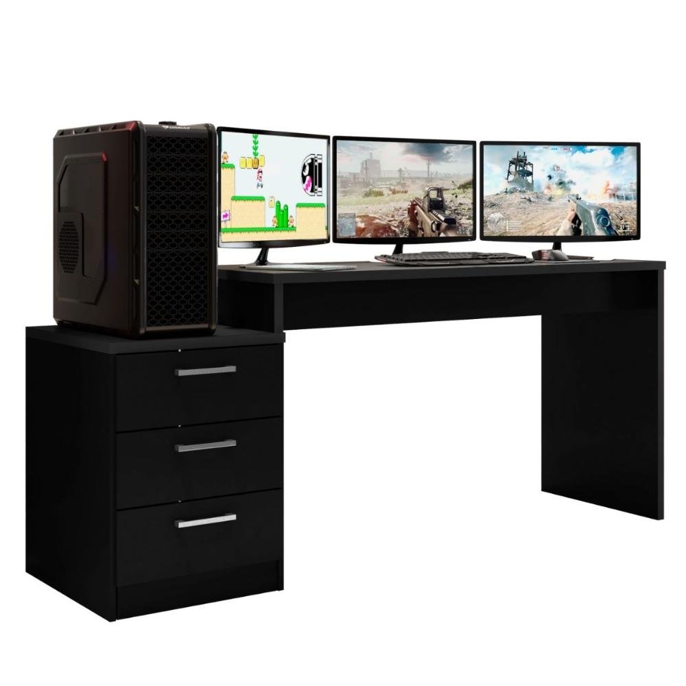 Mesa Gamer Para Computador Desk X5 Preto Harmônica Móveis - 2
