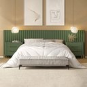 Ver imagem 1 de Conjunto Cabeceira King 360cm C/ 2 Mesas de Cabeceira em Mdf Cor:musgo com Dourado