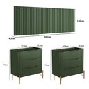 Ver imagem 3 de Conjunto Cabeceira King 360cm C/ 2 Mesas de Cabeceira em Mdf Cor:musgo com Dourado