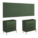 Ver imagem 4 de Conjunto Cabeceira King 360cm C/ 2 Mesas de Cabeceira em Mdf Cor:musgo com Dourado
