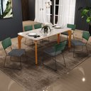 Ver imagem 2 de Mesa Capri 160cm Off White E 6 Cadeiras Allana B05 Facto Verde Musgo Linho Cinza Escuro - Lyam Decor