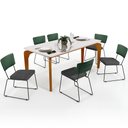 Ver imagem 1 de Mesa Capri 160cm Off White E 6 Cadeiras Allana B05 Facto Verde Musgo Linho Cinza Escuro - Lyam Decor