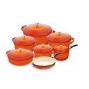 Ver imagem 1 de Jogo de Panelas Laranja Revestimento Cerâmico 7 Peças LE Cook