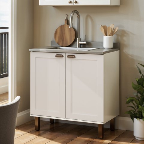Balcao de Cozinha 2 Portas 80cm Iluminata Branco s/Tampo