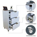 Ver imagem 3 de Mesa de Cabeceira Branca 30cm 3 Gavetas Mdf Quarto Gaveteiro Puxador Dourado-com Rodinhas Já Montado