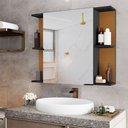 Ver imagem 1 de Espelheira para Banheiro Armário Suspenso Nilo Preto/nature