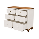 Ver mais imagens de Conjunto 2 Mesa de Cabeceira Retrô + Cômoda 6 Gavetas Off White/Nogueira