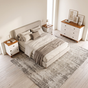 Ver imagem 2 de Conjunto 2 Mesa de Cabeceira Retrô + Cômoda 6 Gavetas Off White/Nogueira