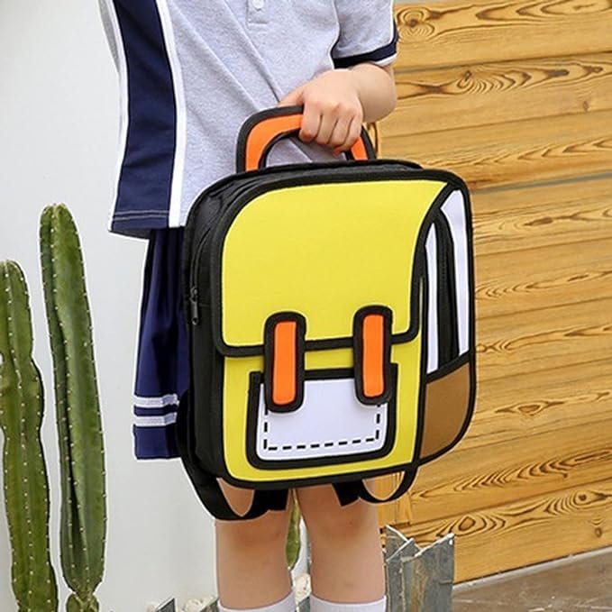 Mochila Infantil Escolar Kawaii Bolsa Escolar 2d de Ombro Desenho Animado em Quadrinhos:amarelopq - 4