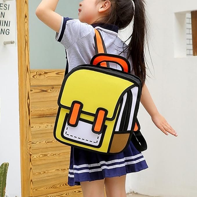 Mochila Infantil Escolar Kawaii Bolsa Escolar 2d de Ombro Desenho Animado em Quadrinhos:amarelopq - 3