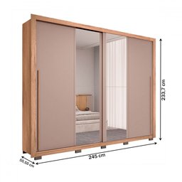 Guarda-roupa Casal Praticus Lux 2 Portas 4 Gavetas com Espelho 100% Mdf Buriti/fendi - Caemmun - 4