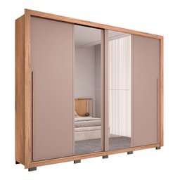 Guarda-roupa Casal Praticus Lux 2 Portas 4 Gavetas com Espelho 100% Mdf Buriti/fendi - Caemmun - 2