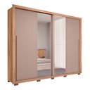Ver imagem 2 de Guarda-roupa Casal Praticus Lux 2 Portas 4 Gavetas com Espelho 100% Mdf Buriti/fendi - Caemmun