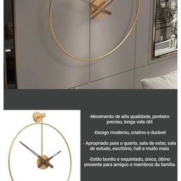Relógio De Parede 3d Dourado Metal Design Europeu 60cm - 3