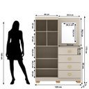 Ver imagem 4 de Cômoda Roupeiro Cristal com Espelho 2 Portas 4 Gavetas Multiuso 7 Nichos Fendi