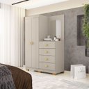 Ver imagem 2 de Cômoda Roupeiro Cristal com Espelho 2 Portas 4 Gavetas Multiuso 7 Nichos Fendi
