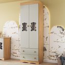 Ver imagem 1 de Guarda-roupa Infantil 62cm 2 Portas com Vidro e 2 Gavetas Doçura Multimóveis Mp4491 Madeirado/off