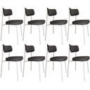 Ver imagem 1 de Kit 08 Cadeiras Estofada para Sala de Jantar Astrid Branco C01 Linho Preto - Lyam Decor