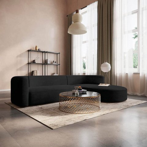 Sofá Modular Sala de Estar Decoração Luxo 265cm Lado Esquerdo Linho Celinne Luxuoso