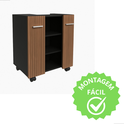 Gabinete com Duas Portas para Banheiro Rodízios Premium - Jm3 Móveis:preto/ripado - 7