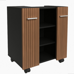 Gabinete com Duas Portas para Banheiro Rodízios Premium - Jm3 Móveis:preto/ripado