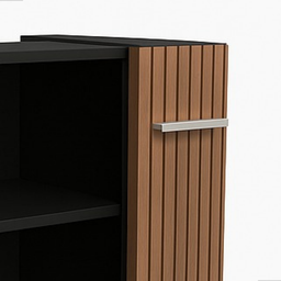 Gabinete com Duas Portas para Banheiro Rodízios Premium - Jm3 Móveis:preto/ripado - 3
