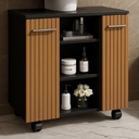 Ver imagem 2 de Gabinete com Duas Portas para Banheiro Rodízios Premium - Jm3 Móveis:preto/ripado