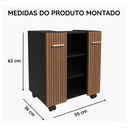 Ver imagem 4 de Gabinete Banheiro Preto Ripado com Prateleiras e Rodízios Premium