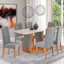 Ver imagem 1 de Mesa de Jantar 6 Lugares Dallas Mel/blonde/veludo Cinza - Panorama Móveis