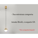 Ver imagem 7 de 2 Luminaria Pendente Bola de Vidro Branco Dourado Cabeceira Lup27