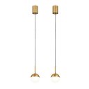Ver imagem 1 de 2 Luminaria Pendente Bola de Vidro Branco Dourado Cabeceira Lup27