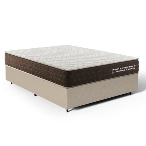 Cama Box Casal com Colchão de Espuma D33 Double Comfort 138x188x59cm