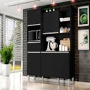 Ver imagem 1 de Armário de Cozinha Compacta 160cm 5 Portas 1 Gaveta Modulada Isabel MDP Preto Completa