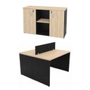 Ver imagem 3 de Conjunto Mesa Componível 2 Lugares 120x60cm + Armário Baixo Credenza para Escritório Corporativo
