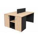 Ver imagem 2 de Conjunto Mesa Componível 2 Lugares 120x60cm + Armário Baixo Credenza para Escritório Corporativo