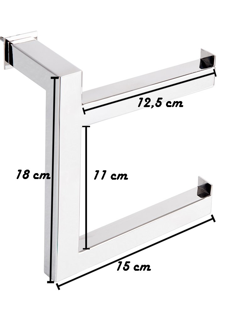 Porta Papel Higiênico de Parede Duplo para Banheiro 15cm em Aço Inox Polido Brilhante Linha Larissa  - 2