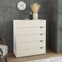 Ver imagem 2 de Cômoda 5 Gavetas Branca e Creme Porto Politorno