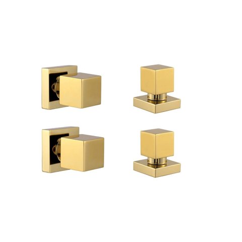 Kit 4 Acabamento Banheiro Quadrado Dourado Brilhante Padrão Deca