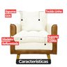 Poltrona Sofá Reclinável Londres com Puff Banqueta Almofadado Corino Nozes e Linho Bege - Arkell - 8