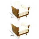 Ver imagem 3 de Poltrona Sofá Reclinável Londres com Puff Banqueta Almofadado Corino Nozes e Linho Bege - Arkell