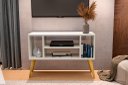 Ver imagem 1 de Rack / Bancada Mi Modelo Retrô com Nichos Cor Off White Ja