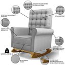 Ver imagem 3 de Poltrona de Amamentação Balanço e Puff Base de Madeira Brenda G05 Linho Cinza Escuro - Mpozenato