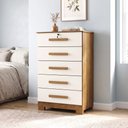 Ver imagem 1 de Cômoda para Quarto com 5 Gavetas e Pés Mastery Cinamomo/Off White