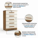 Ver imagem 5 de Cômoda para Quarto com 5 Gavetas e Pés Mastery Cinamomo/Off White