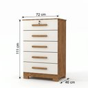 Ver imagem 3 de Cômoda para Quarto com 5 Gavetas e Pés Mastery Cinamomo/Off White