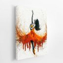 Ver imagem 2 de Mulher Vestido Laranja Arte Abstrato Quadro Canvas 100x70cm