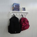 Ver imagem 2 de Cabideiro Prateleira Porta Utensílios de Cozinha Mochilas Bolsas Branco Laca