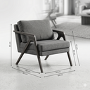 Ver imagem 3 de Kit 2 Poltronas Decorativa Mona Luxo Linho Bege Claro e Base Madeira Maciça
